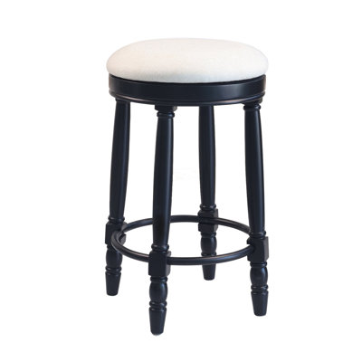 Counter Height Swivel Bar Stools with Leather Seat and Wooden Frame