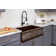 33" Hammered Copper Kitchen Apron Single Basin Sink w/ Scroll Design and Apron Front Nickel Background with Matching Drain and Accessories