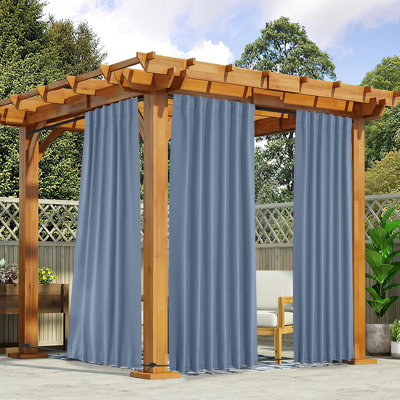 Passe-partout imperméable à 2 panneaux pour rideaux d'extérieur, onglet supérieur et inférieur, isolant et isolant pour l'extérieur avec rideaux fixes, l 52 x L 95, bleu pierre