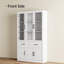 Vaisselier blanc multifonctionnel laqué blanc - porte en verre + 2 tiroirs