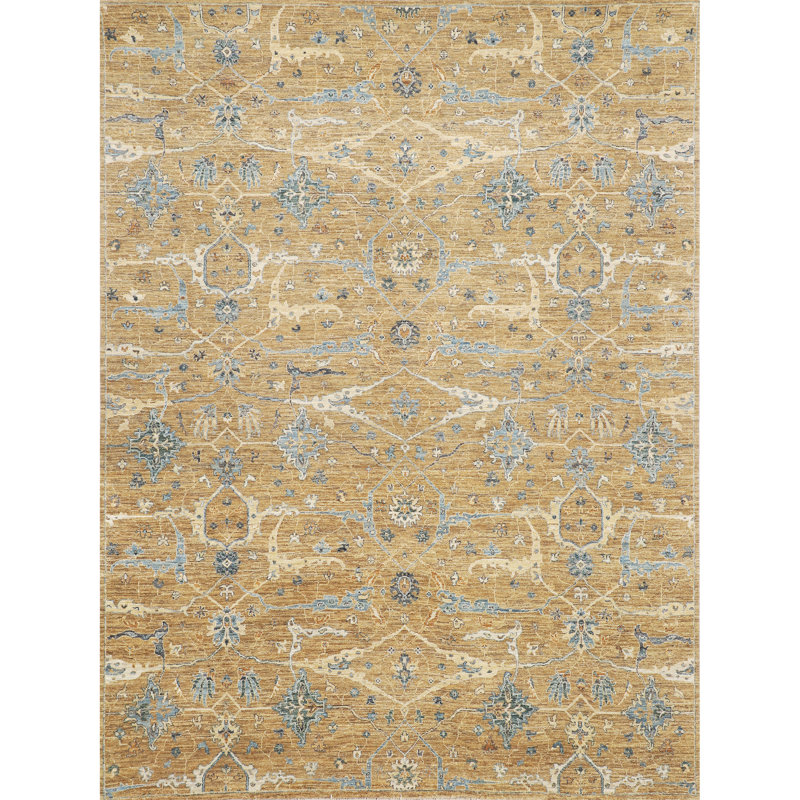 Tapis olive et gris noué à la main de haute qualité, Rectangulaire 8 pi x 10 pi