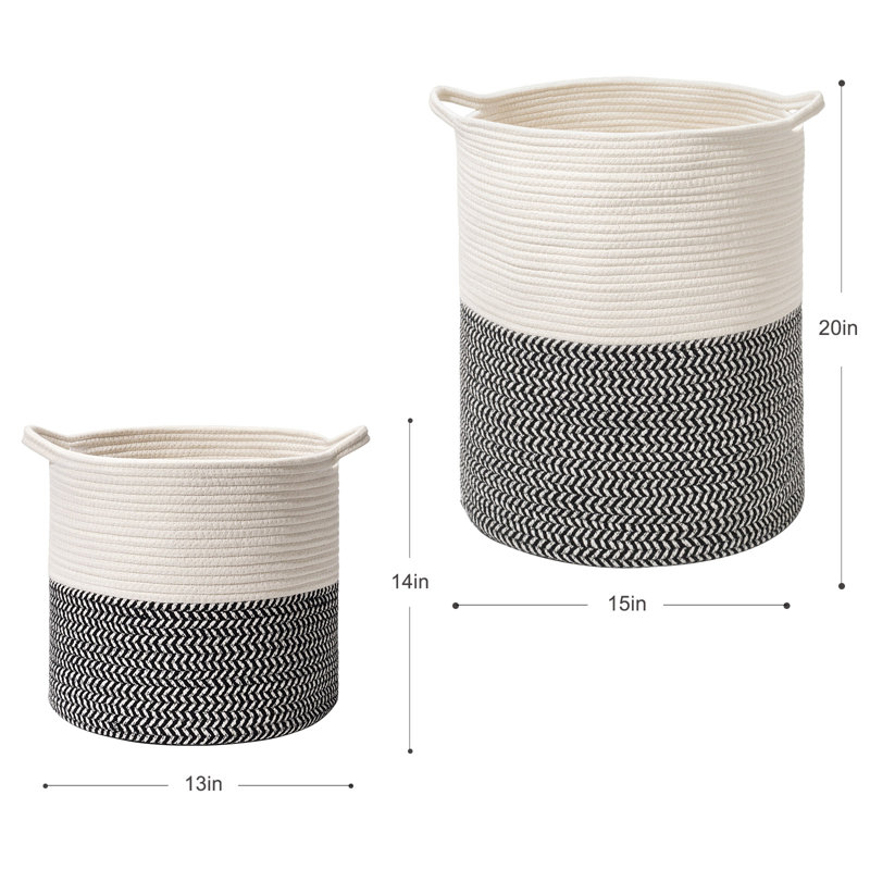 Fabric Laundry Hamper with Handles, Black