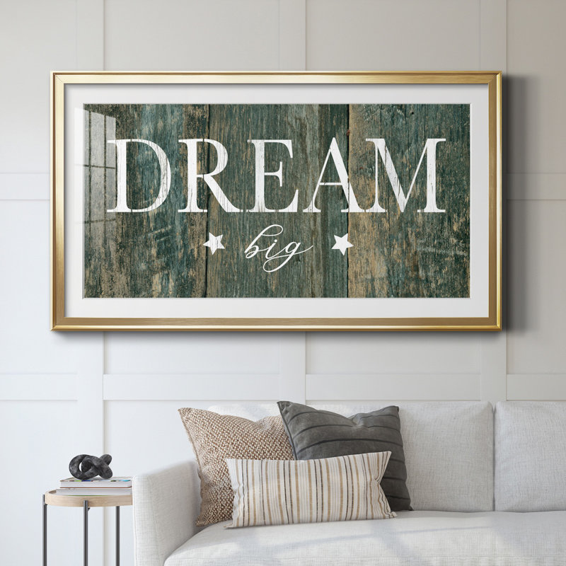 «Dream Big» - reproduction d'art encadrée de qualité supérieure - prête à être accrochée, H 14,5 po x l 26,5 po x P 1,5 po