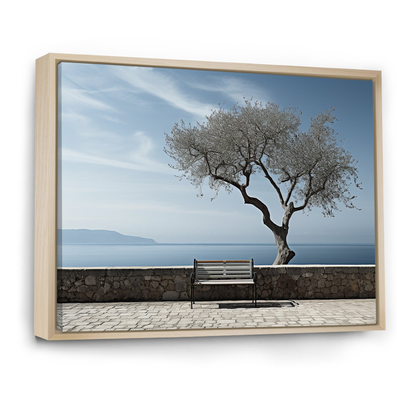 «Solitude Tree Coastal Horizon - Beach & Ocean», reproduction d'art sur toile, Cadre naturel flottant