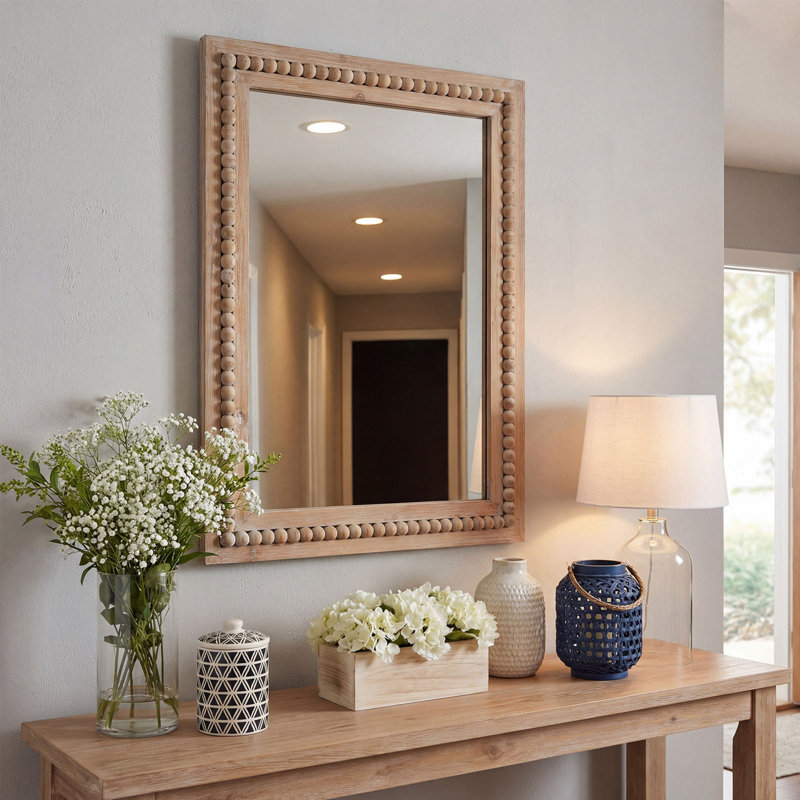 Miroir rectangulaire en bois pour salle de bain, miroirs décoratifs 22 po x 30 po Nature , H 30 po x l 22 po, Bois naturel