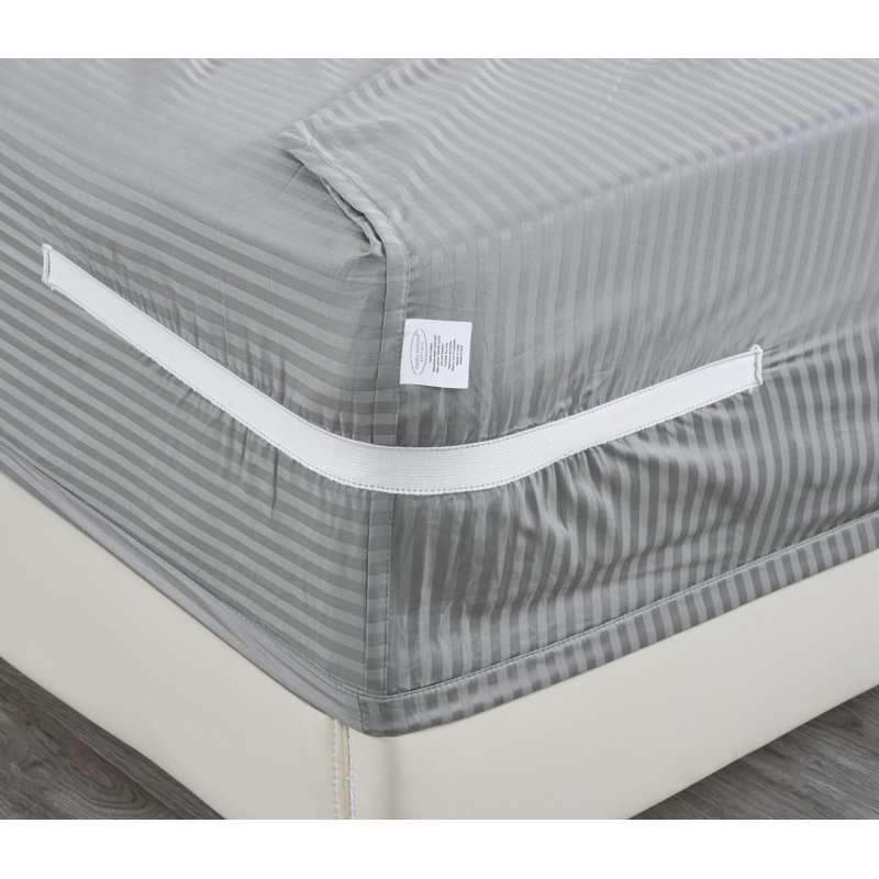 Bibb Home 1000 Thread Count Stripe Sheet Set - 100% Egyptian Cotton, Grey, Full