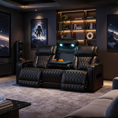  84" Zero-Gravity Power Reclining Sofa with Power Headrests and Drop-Down Center Console, Black