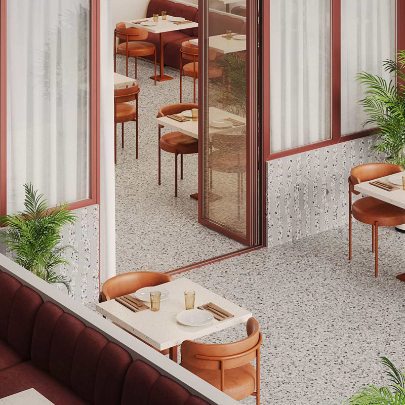 Kobe Flakes 24X24 Terrazzo Look Matte Porcelain Tile, Ice White