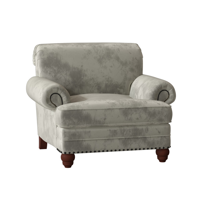 Fauteuil Ballester, Beau sergé performance taupe 7, Manhattan, Laiton foncé