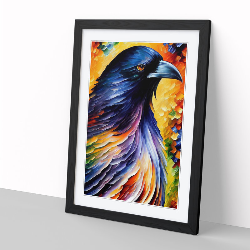 Raven Bird Vol.1 - Single Picture Frame Painting, Black, 64cm H x 46cm W x 2cm D