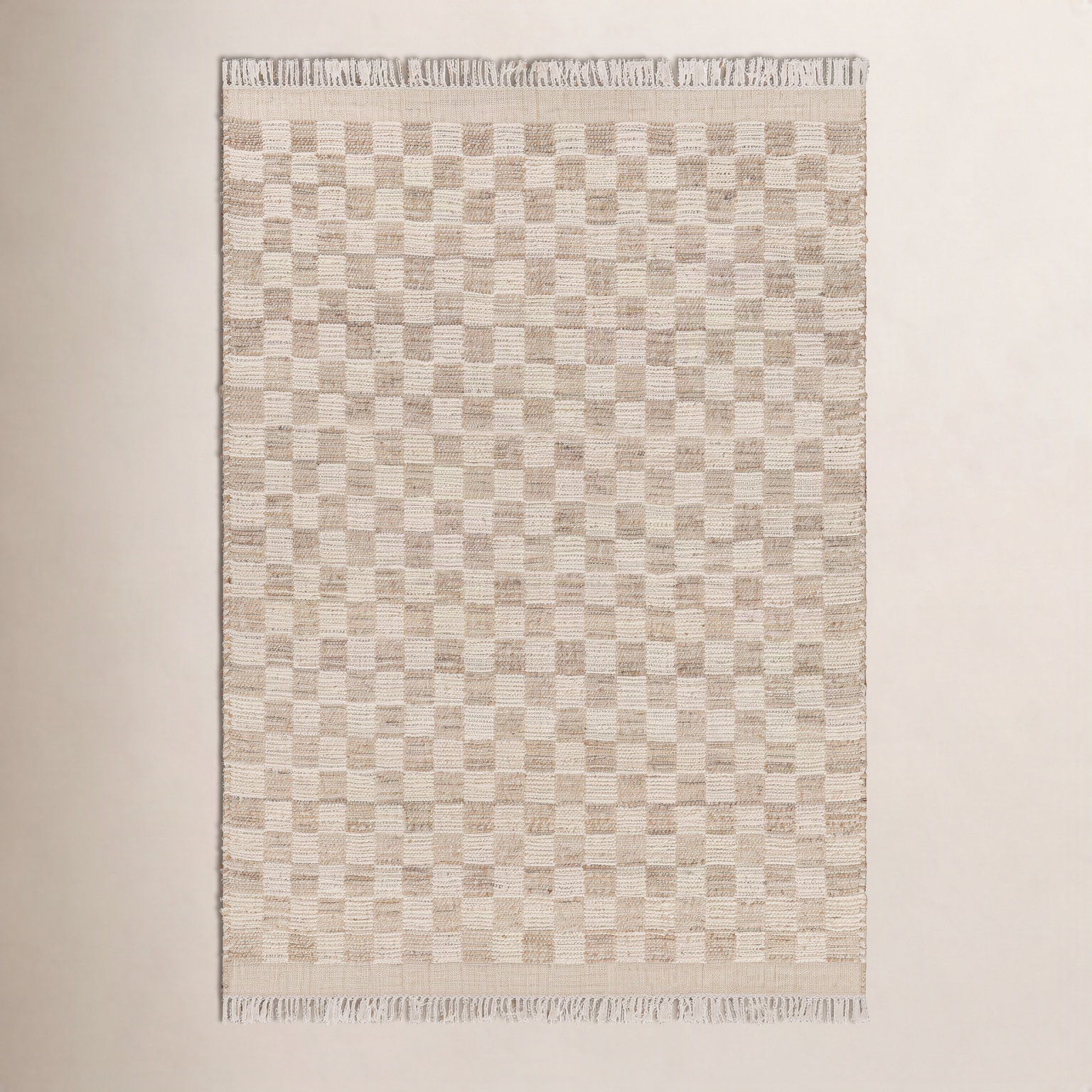 Tali Hand-Woven Checkered Jute Rug, Rectangle 5' x 7'6"