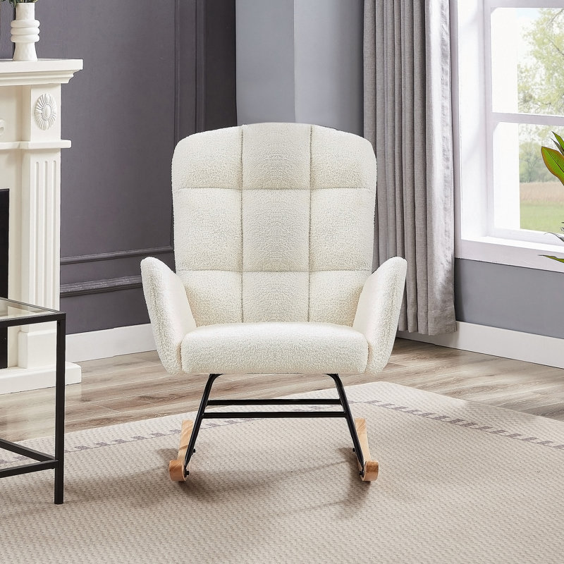 Fauteuil berçant crème blanc Teddy
