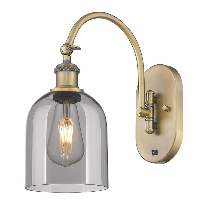 Odaniel Steel Armed Sconce, Light Smoke, Brushed Brass
