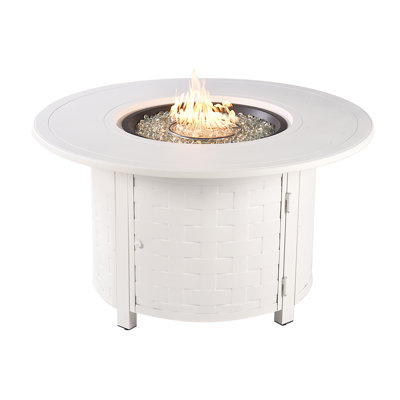 Avers Round Aluminum Propane Smokeless Fire Pit Table with Hidden Fuel Tank