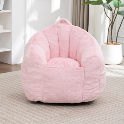 Bean Bag Chair for Kids, Small Bean Bag Sofa Chairs with filler, Beige Comfy Beanbag Chair with Handle for Living Room, Bedroom by Trule