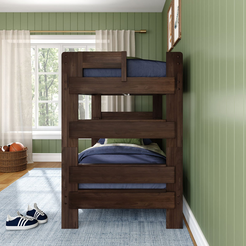 Kids Twin Over Twin Bunk Bed, Barnwood Brown