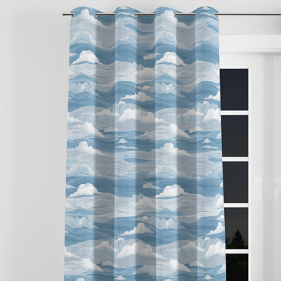 Abstract Curtain panels - Beach Coastal Cloud Grommet Curtain - 1 Panel