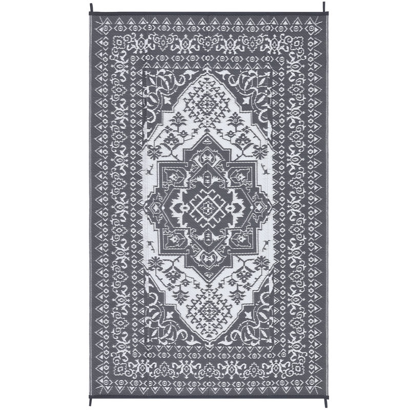 Outdoor Waterproof Plastic Straw Rug,Country Vintage Floral Carpet for RV,Patio,Backyard, Rectangle 5' x 8'