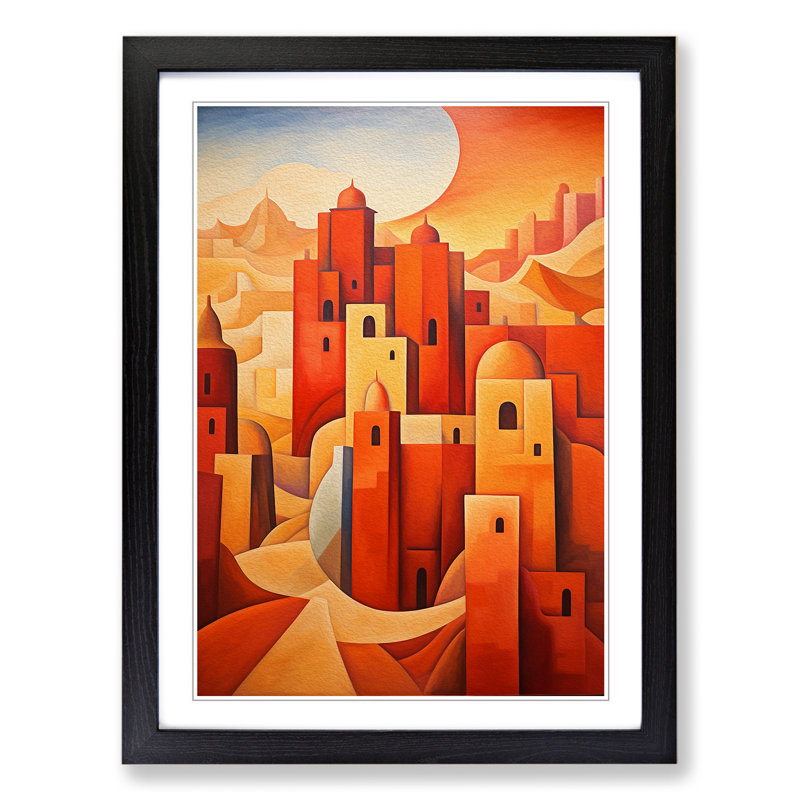 Desert Cubism - Framed Print, 46" H x 34" W x 2" D, Black