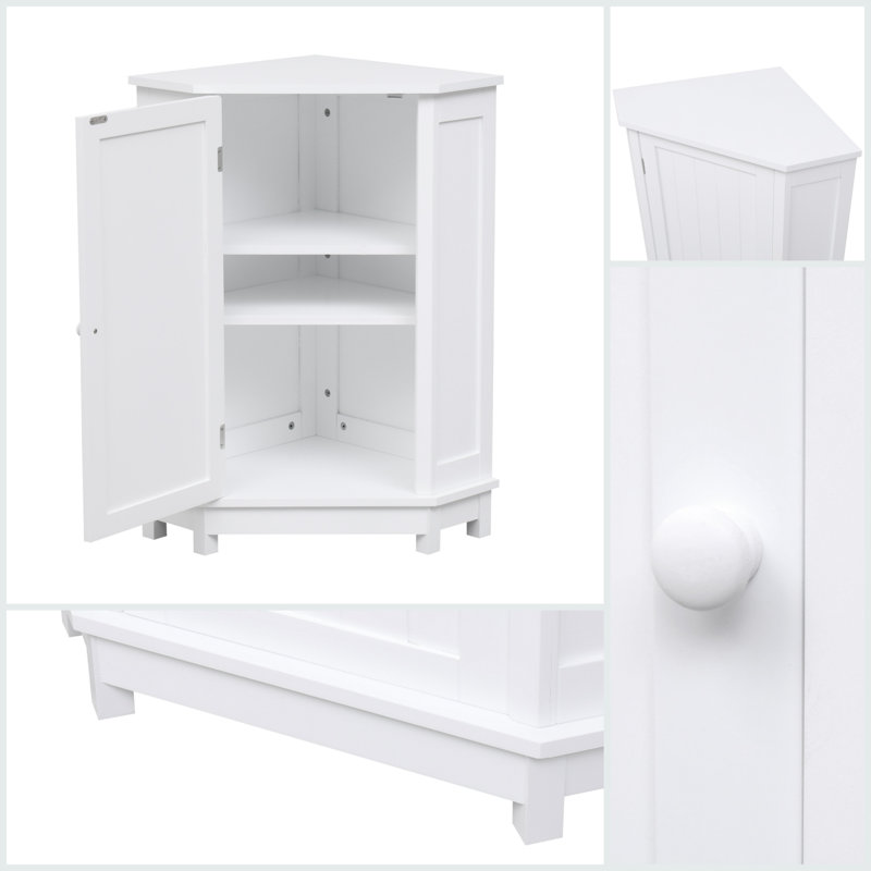 Corner Cabinet, Triangle Office Storage Cabinet with Adjustable Shelf, White