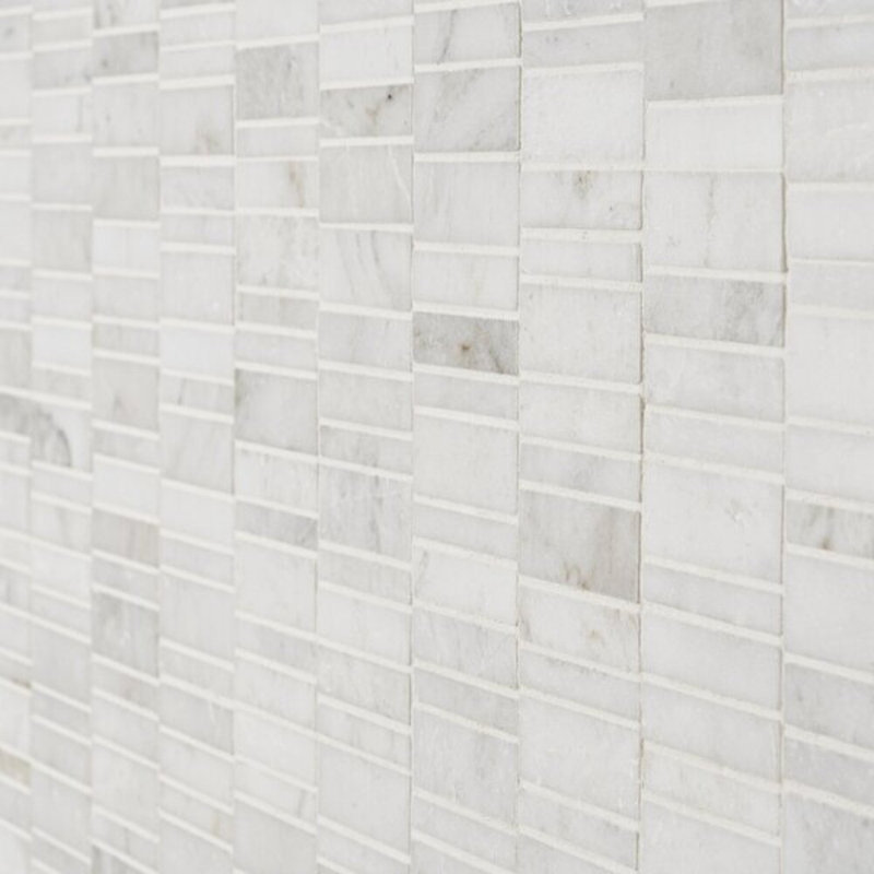 Alaska White Waterfall 12x12 Polished Marble Bricks Mosaic Tile