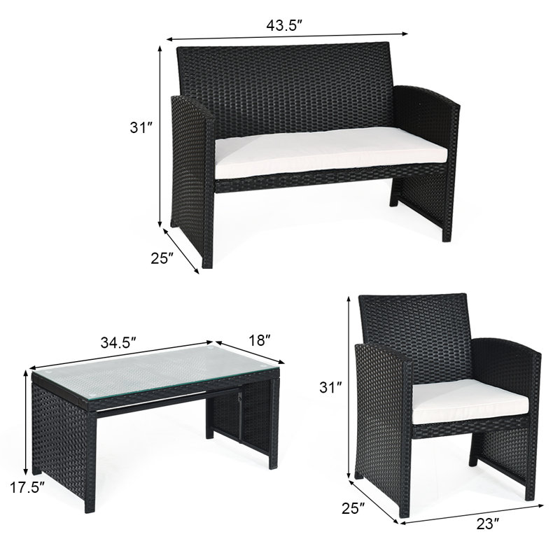 Ameline 4 - Person Patio Conversation Set with Cushions