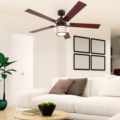 52'' 5 - Blade LED Dual Ceiling Fan with Wall Control and Light Kit Included
