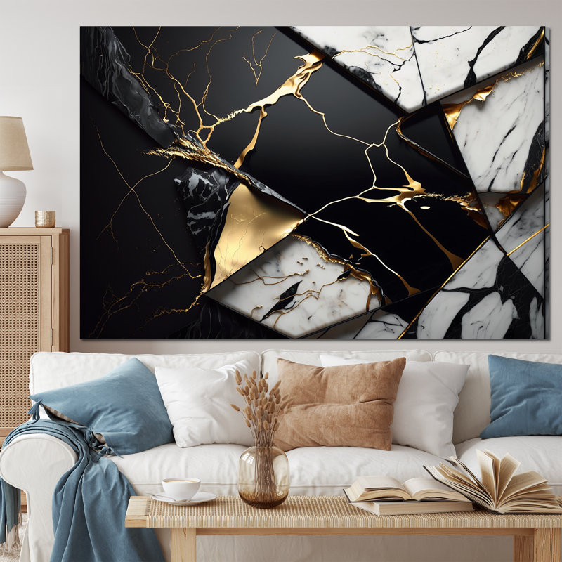 Abstract Geode Gold IV - Art abstrait sur toile marbrée