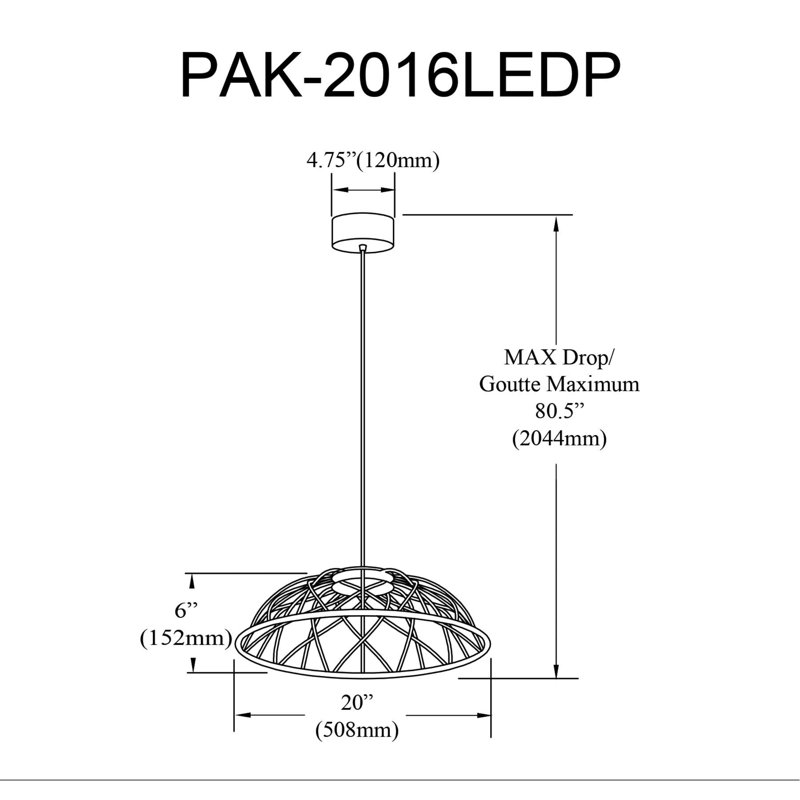 Luminaire suspendu à DEL Danyelle, Blanc mat