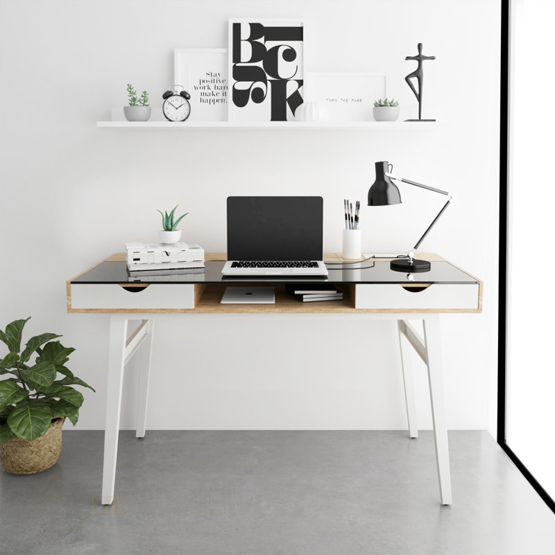 Techni Mobili Compact Computer Desk With Multiple Storage, Cable Management, And Spacious Work Surface For Modern Offices