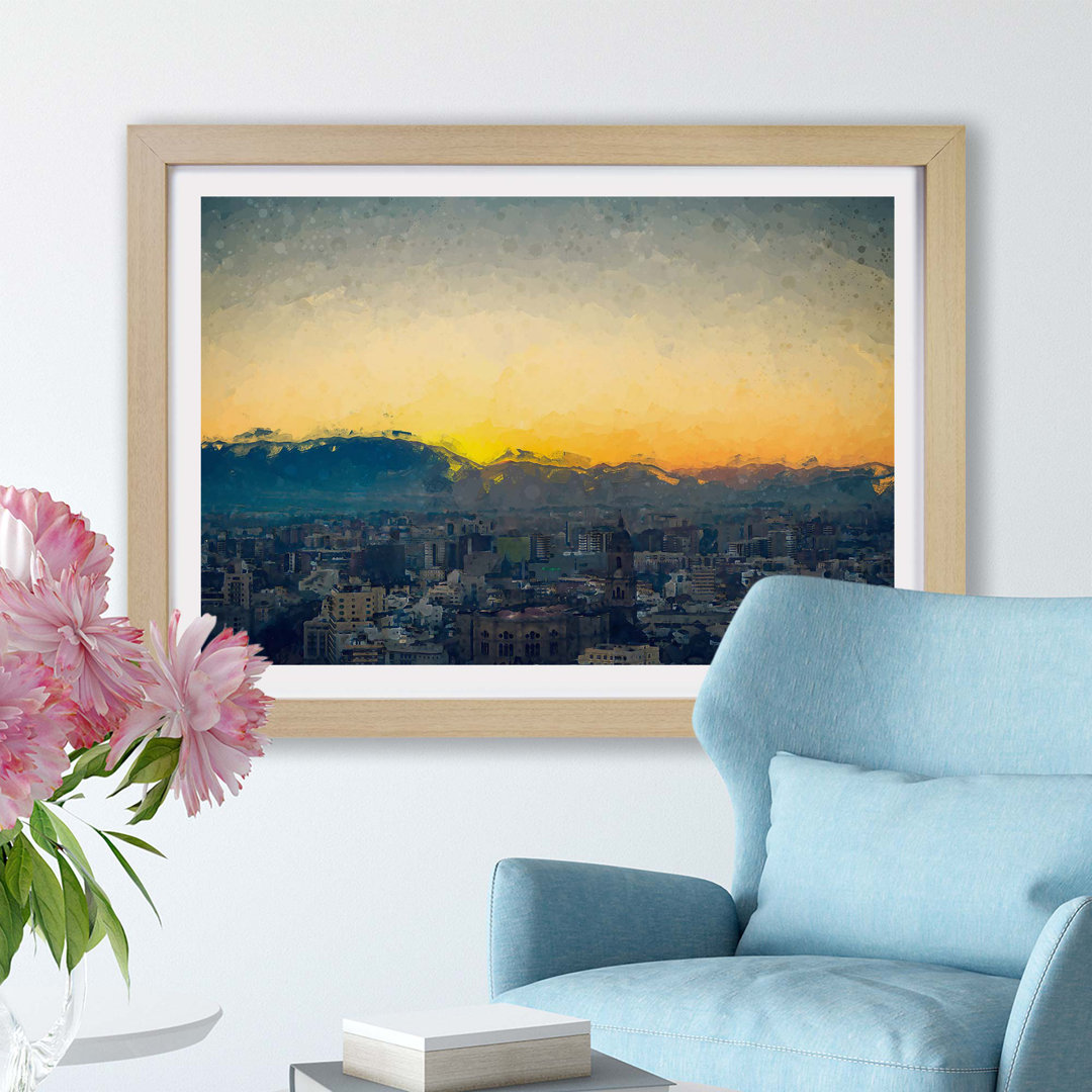 Sunset Over Malaga in Spain - Framed Print