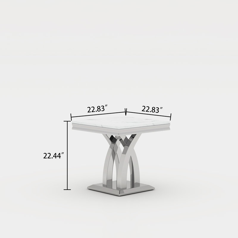 Tables de bout de luxe 22,83 po avec pieds en forme de X, Argent argent