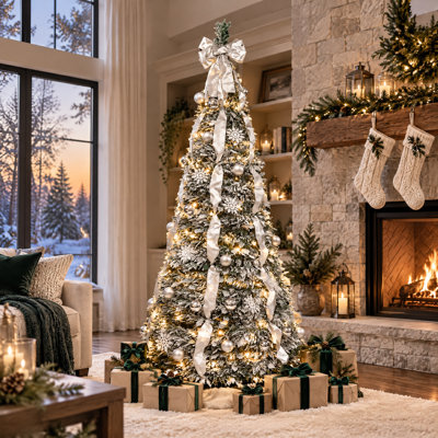 Sapin de Noël pliable artificiel pré-illuminé de 1,80 m avec 150 lumières chaudes