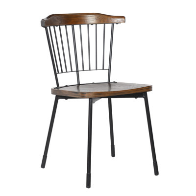 Chaise en métal 74568 noir givré avec assise en placage de bois de frêne