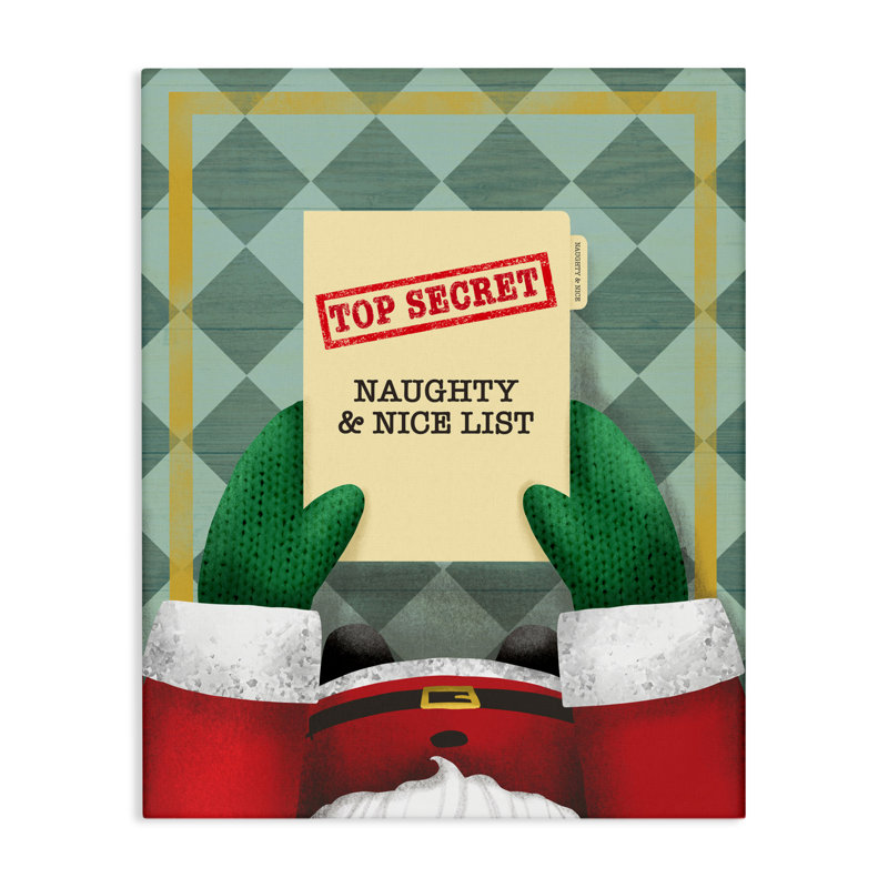 Toile Top Secret Santa List, conception de Jilly Jack Designs, H 48 po x l 36 po