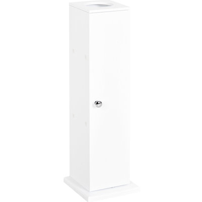 Organisateur de papier hygiénique pour salle de bain - Petite armoire de coin blanche avec portes et tablettes