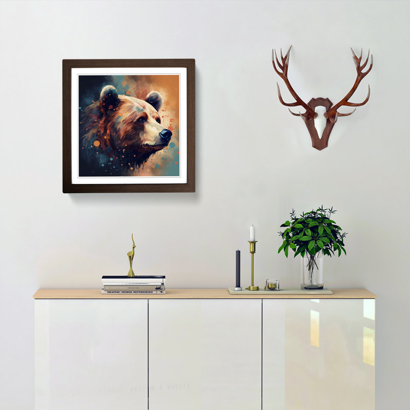 Bear Graphic Art - Framed Print, Walnut