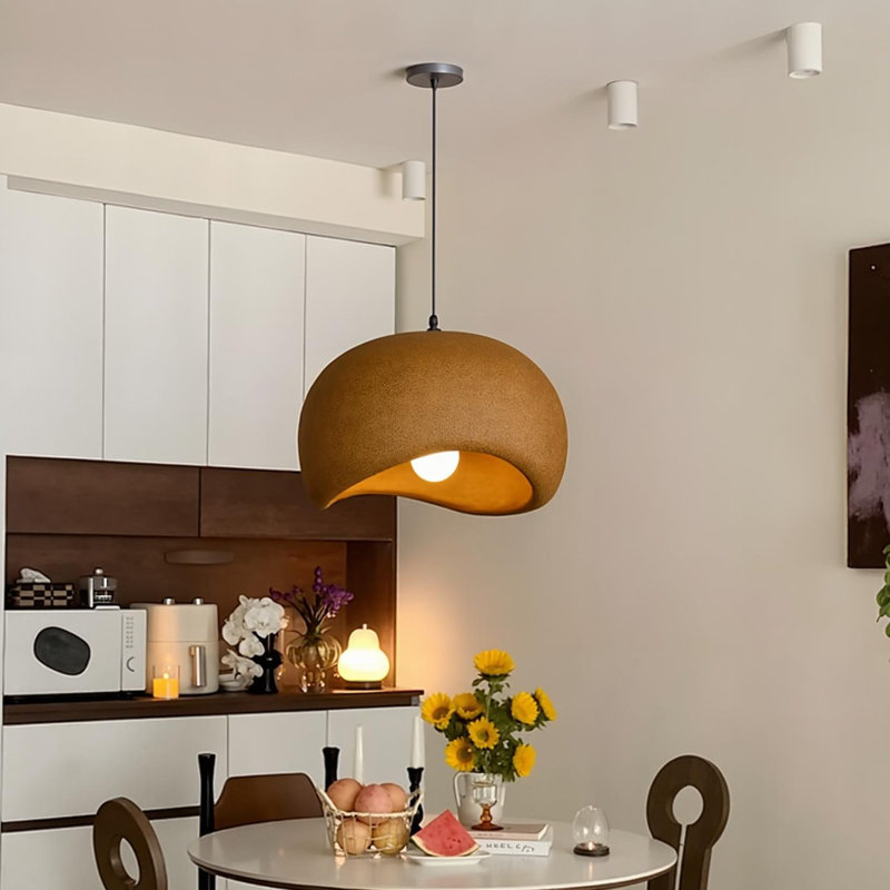 Luminaire suspendu en polyester 1 lumière brun, H 12,99 po x l 23,62 po x P 23,62 po