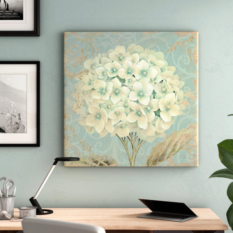 Hydrangea Square II by Wild Apple Portfolio - Print on Canvas, White Floater Framed, 93.98 cm H x 93.98 cm W x 1.91 cm D