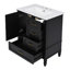Meuble-lavabo de 76 cm (30 pouces) avec lavabo, armoire, tiroirs, panneau MDF, pieds ajustables, noir, meubles-lavabos