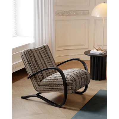 Fauteuil d'appoint vintage en tissu rayé avec structure en acier au carbone pour appartement