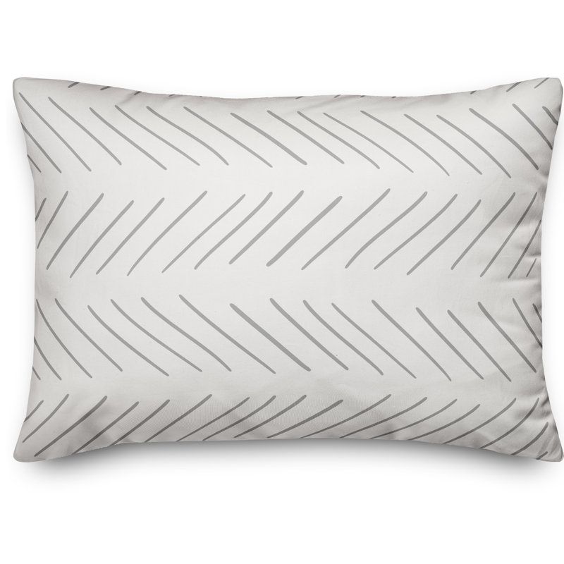 Baldridge Modern Rectangular Pillow Cover & Insert, White/Gray(stripes)