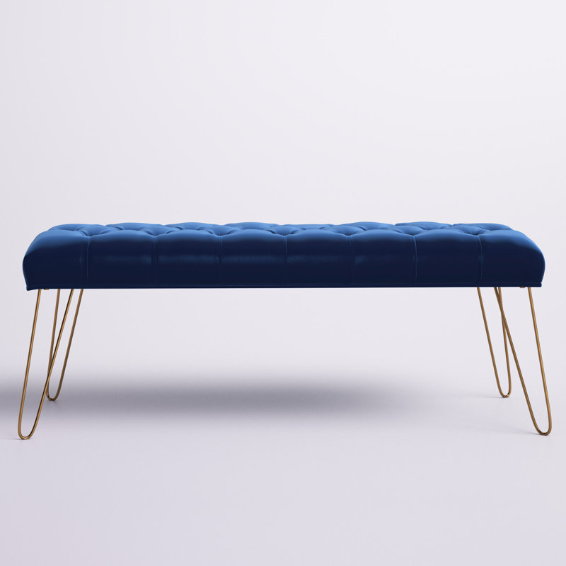 Romilda Velvet Upholstered Bench, Blue