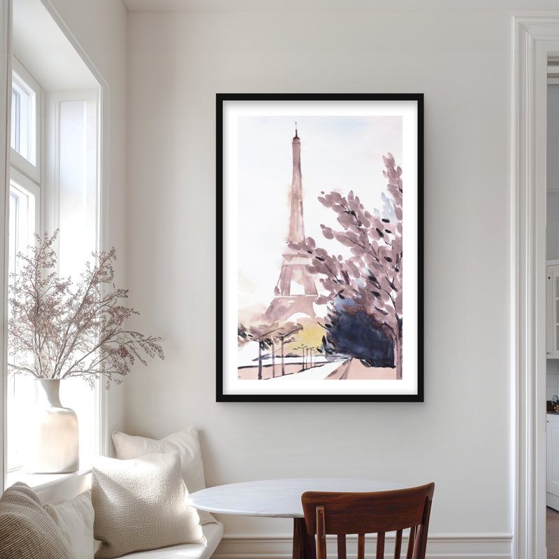 Paris & Eiffel Scene Framed Matted Print | Home Decor