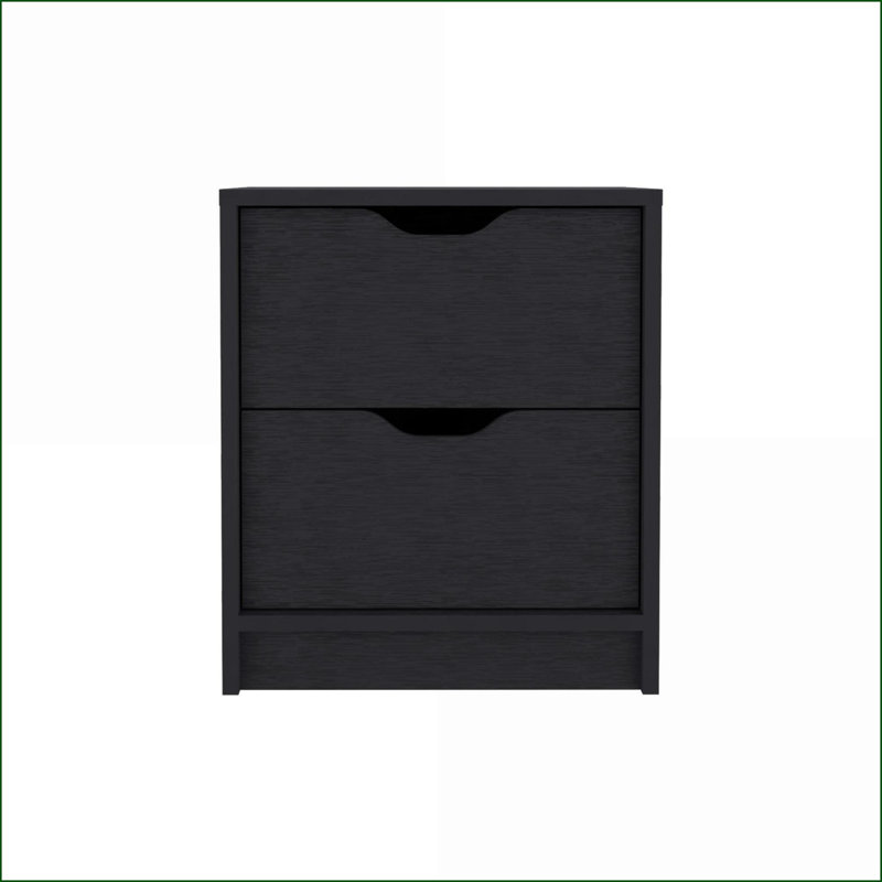 Ensemble de chambre à coucher 2 pièces Bennett - Table de chevet + commode, noir | Panneau de particules | Commodes doubles
