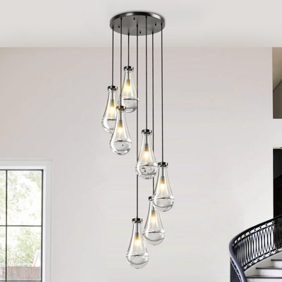 Lustre suspendu grappe moderne en verre 7 lumières