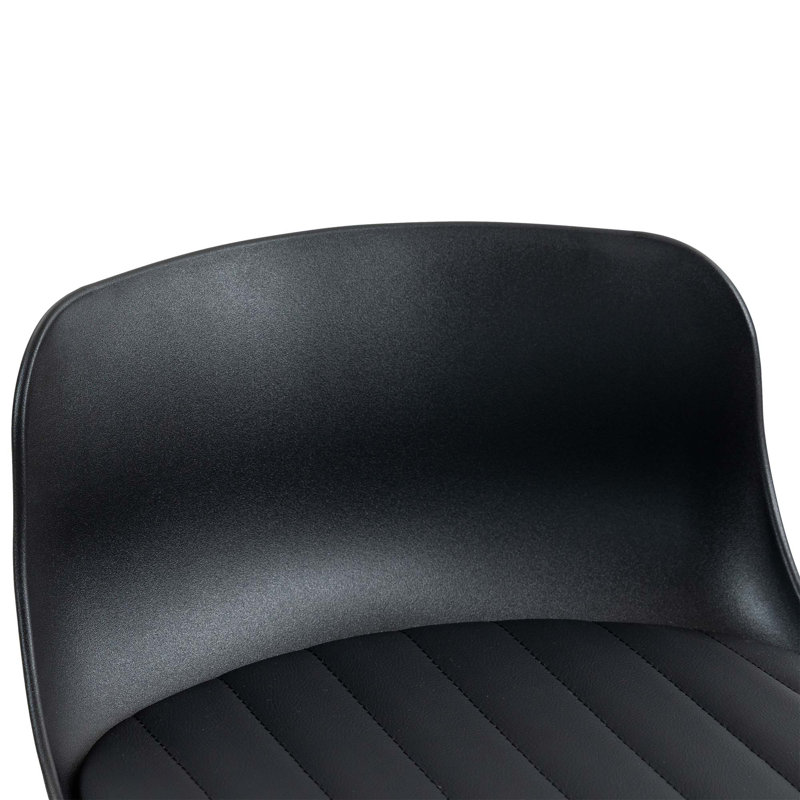 Modern PU Leather Adjustable Counter Height Swivel Barstools(Set Of 2), Black