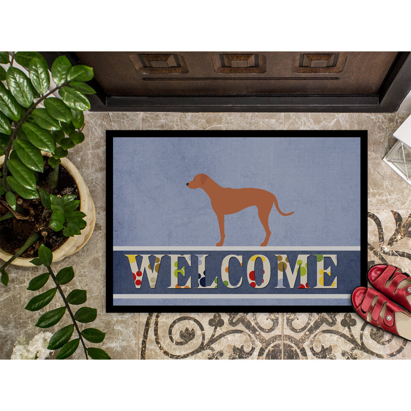 Tapis de porte pour l’extérieur antidérapant rhodesian ridgeback welcome, Rectangle 24 po x 36 po