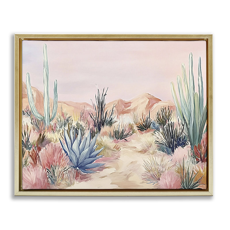 Cadre flottant Pastel Desert Wonderland, design par Ramona Murdock, H 17 po x l 21 po, Cadre flottant métallique doré