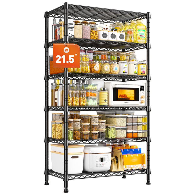 Metal Shelving Unit, 6-tier Adjustable Storage Shelves Rack, 70.5" H x 21.5" W x 13.8" D